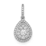 14k White Gold 1/3ct. Real Diamond Teardrop Pendant