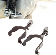 2Pcs Carbon Steel Spurs, Western Cowboy Retro Style, Western Cowboys Spurs with Rotatable Gears, with German Silver Decorative Plate, for Occasion Including Horse Training
