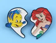 Little Mermaid Broken Heart Pair of enamel pins - Ariel & Flounder- Free AU Post