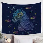 Magical Skies and Unicorn Drawing Tapestry