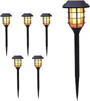 6 Pack Solar Lights Outdoor Halloween Christmas Decor, Flickers Flame Solar Pathway Lights Outdoor Waterproof Lawn Lights Solar Powered Outdoor Lights Flame Lamp Solar Garden Lights
