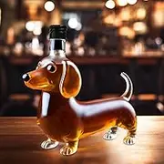 Dachshund Dog Whiskey Bottle - Funny Glass Dachshund Statue & Decanter, for Home Bar, Office Decor, Dog Lovers Gift