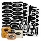 158 Chalkboard Pantry Labels for Food Containers, White All Caps on Black