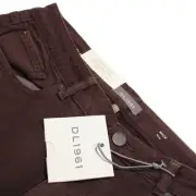 DL1961 NWT 5 Pocket Jean Cut Pants Size 35 x 32 US Nick Solid Burgundy Cotton