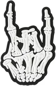 [ITOMUFD] 1 PCS Punk Rock and Roll Music Hand Symbol Skeleton Finger Heavy Metal Sign Language Patch Hook Loop Applique Badge Emblem PVC 3D Rubber Patch for Jackets Jeans Clothes Bags