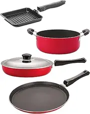 [NIRLON] Non Stick Pots and Pans Non Stick Cookware Set of 4 Pieces with Bakelite Handle (FT11_FP10_SGP_CS24)