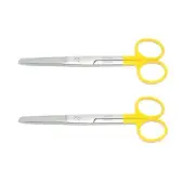 2 Premium Dressing Dissecting/Operating Scissors Yellow 5.5"Straight Sharp/Blunt