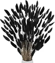 uxcell 180-Pack Bunny Tails Grass 17 Inch Fluffy Rabbit Tail Grass Dried Flowers Branches Vase Filler Dried Grass Decor for Home/Wedding/Vase/Office/Party [Black]