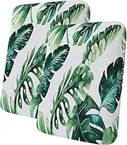 hyha Printed Couch Cushion Covers, Floral Sofa Covers Washable for 2 Cushion Couch, Stretch Pattern Outdoor Cushion Covers for Patio Furniture with Elastic Bottom(2 Packs, Monstera Deliciosa)