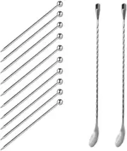 Set of 12 Stainless Steel Cocktail Picks&Mixing Spoons, SourceTon 10 Pieces