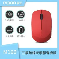 在飛比找PChome24h購物優惠-RAPOO 雷柏 M100 Silent 1300dpi 靜