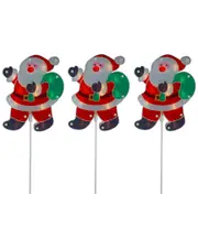 Northlight Set of 3 Lighted Holographic Santa Claus Christmas Pathway Markers