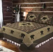 APPALACHIAN TRAIL BLACK BEAR 1pc ** King ** QUILT : COTTON LODGE CABIN MOUNTAIN