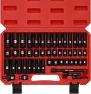49 Pieces 3/8" Drive Impact Socket Set, 5/16"-3/4", 8-22MM, Sae/Metric, 6 Point,