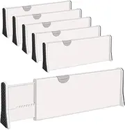 VOLKWELL 11"-17" 12PCS Expandable Drawer Dividers, Adjustable Separators 4" High Drawer Organizers, Silverware & Utensils fit Kitchen, Strong Secure Hold, Foam Ends, Locks in Place (12)