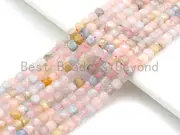 High Quality Natural Morganite Beads, 4mm Morganite Cube Faceted Beads, 16"