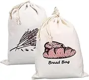 Mikinona 2pcs Reusable Linen Bread Bags with Drawstring Washable Storage for Homemade Bread Pastries Produce Versatile Chic Food Packaging for Your Kitchen