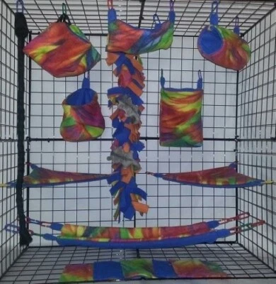 Tie Dye Ribbons*Sugar Glider Cage set * Rat * double layer Fleece