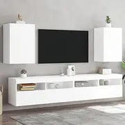 TV Wall Cabinets, White Engineered Wood Floating Media Unit for Living Room, Bedroom Entertainment - 40.5x30x60 cm, Mountable Stands
