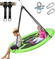 Hishine 110cm Saucer Tree Swing for Kids, 360° Rotate Waterproof Flying Sauce...