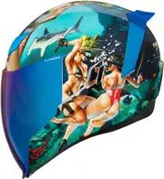 Icon Airflite Pleasuredome 4, full face helmet , color: Light Blue/Green/White , size: 3XL