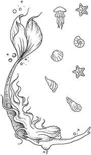 Temporary Tattoos,Mermaid Jellyfish Shell,Fish Tattoos,Water-Resistant,Real Tattoo Look,Resilience,Lasts 1-2 Weeks,18 x 11 cm
