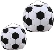 Generic 2PCS Plush Storage Bag Soccer Ball Shape Bean Bag Organizer for Soft Durable Plush Large Capacity for Clothes and Books for Home Travel Outdoor Use