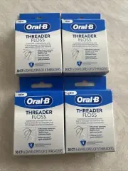 LOT OF 4 ORAL-B THREADER FLOSS - 30 COUNT - 6 ENVELOPES OF 5 THREADERS