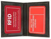 RFID Blocking Black Mens Leather Bifold Wallet 2 ID Front Pocket Card Holder