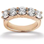5 Round Diamond Anniversary Band 14k Rose Gold Wedding Ring 0.25 ct each 1.25 ct