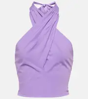 [Staud] Staud Kai cropped halter-neck cotton top AU 16 purple
