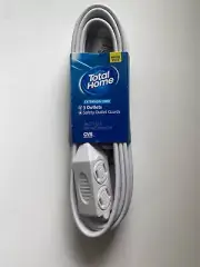 Total Home 3-outlet 15 ft White Extension Cord 16/2 Polarized Plug Outlet Covers