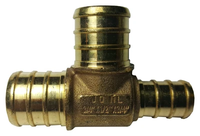 25 PIECES XFITTING 3/4" X 1/2" X 3/4" PEX REDUCING TEE BRASS CRIMP FITTINGS -...