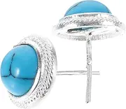 [TEHAUX] Elegant Blue Turquoise Ear Studs Fashion Jewelry for Ladies Small Earrings for Daily and Party Wear