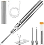 Cordless Soldering Iron Kit, USB Rechargeable Wireless Soldering Iron Tool, Mini Electric Soldering Tool Pen Kit, Fast Heating Soldering Welding Tool with 3 Soldering Iron Tip, Soldering Kit