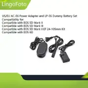 US/EU AC-E6 Power Adapter LP-E6 Dummy Battery with EOS 7D 5D Mark II III IV 5DS
