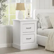 Ashford White 2 Drawer Bedside Table with Dresser - Elegant Storage Solution for Your Bedroom