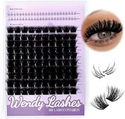 WENDY Lashes Clusters Multi-Type DIY Eyelash Extension - Lash Clusters 3D Effect 200D & Bottom Lashes, Black Cluster Eyelash Extensions Wispy Soft Individual Lashes Suitable for Beginners, 10-16 MM