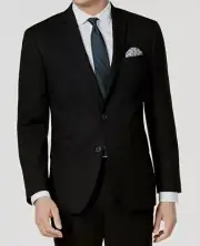 $270 Kenneth Cole Men's Black Techni-Cole Slim-Fit Blazer Suit Jacket Size 42S