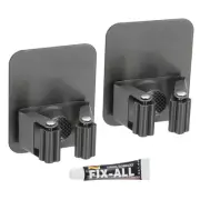 2 Pcs 304 Stainless Steel Broom Holder Wall Mount Mop Hangers Grey