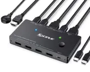 USB C HDMI KVM Switch, 2 Port Type-C and HDMI Combination Switcher for Sharing K
