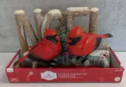 Christmas Holiday Time NOEL Animated Two Singing Cardinals Tweeting NEW