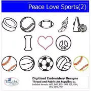 Embroidery Design Set- Peace Love Sports(2) - 13 Designs - 9 Formats - USB Stick