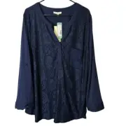 Skies are Blue Stitch Fix Cayley Lace Overlay Top Navy NWT Women’s 3X Holiday