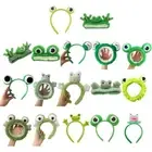 Girls Green Frog Shape Headband Plush Cosplay Anime Character Makeup Hair Hoop