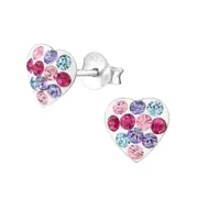 Silver Heart Stone Earrings for Girls