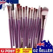 15pcs Eyeshadow Makup Brushes Tool Eye Powder Brush Set（Purple Coffee）