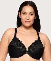 Glamorise Front-Closure T-Back WonderWire Bra - Black (Size 12B)