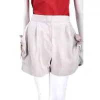 在飛比找Yahoo奇摩購物中心優惠-Emporio Armani 扭結絲光混紡抓摺粉色短褲
