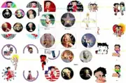 12- Betty Boop Marilyn Monroe Mini Cup Cake Muffin Toppers Bottle Cap Mix2